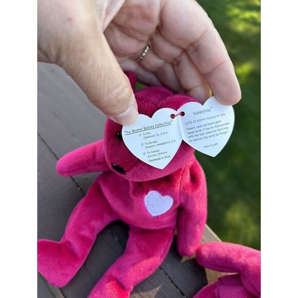 Ty Valentina the Red Bear Beanie Baby Twin Bundle (2) Rare With Tag Errors - Picture 4 of 10